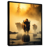 Yellow Black Buffalo Ethereal Grazing - Buffalo Canvas Wall Art