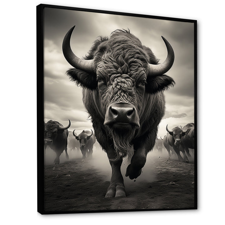 Grey Buffalo Grazing Giants - Buffalo Wall Decor