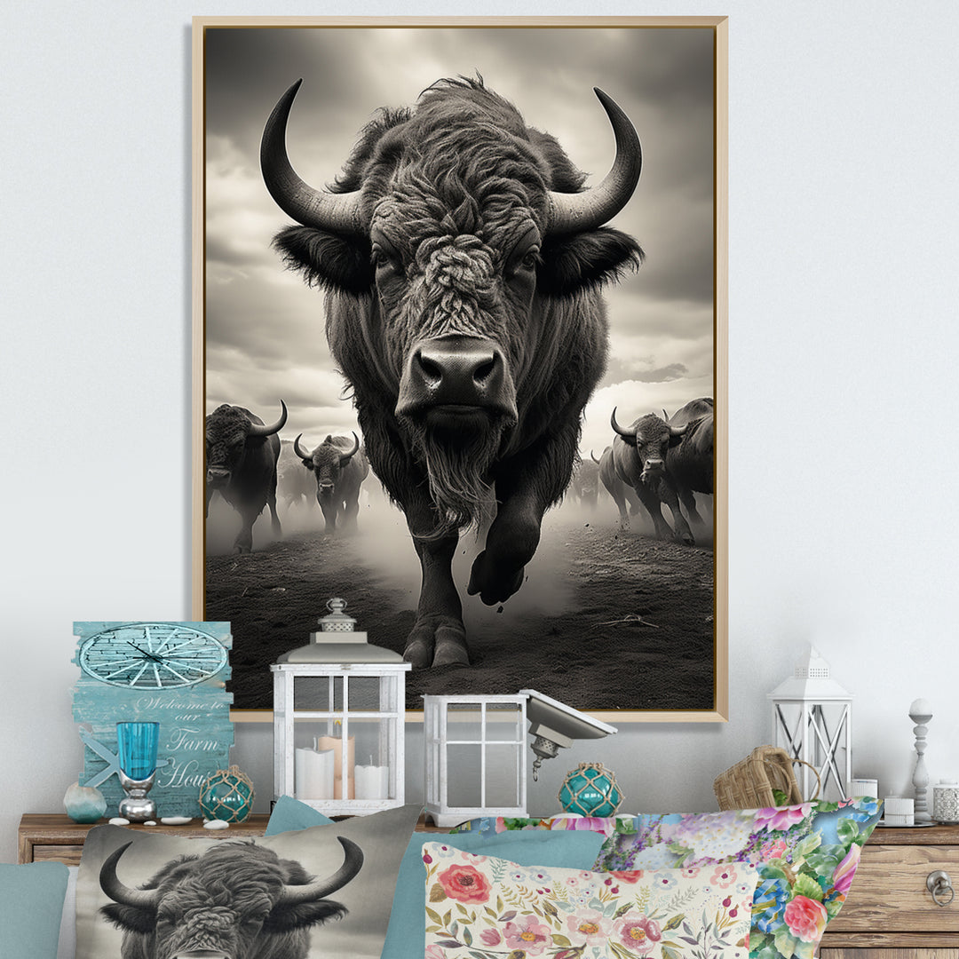 Grey Buffalo Grazing Giants - Buffalo Wall Decor