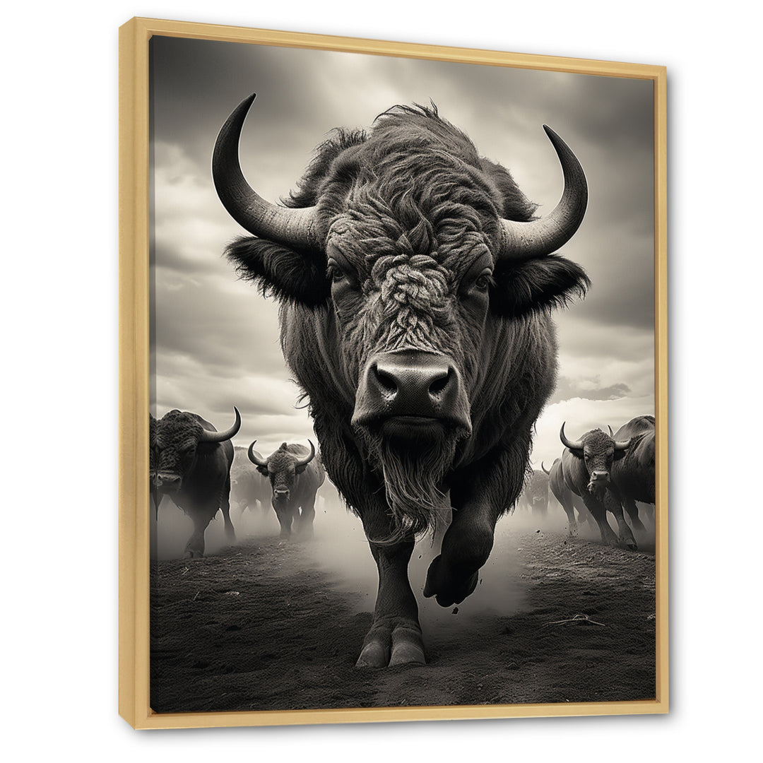 Grey Buffalo Grazing Giants - Buffalo Wall Decor