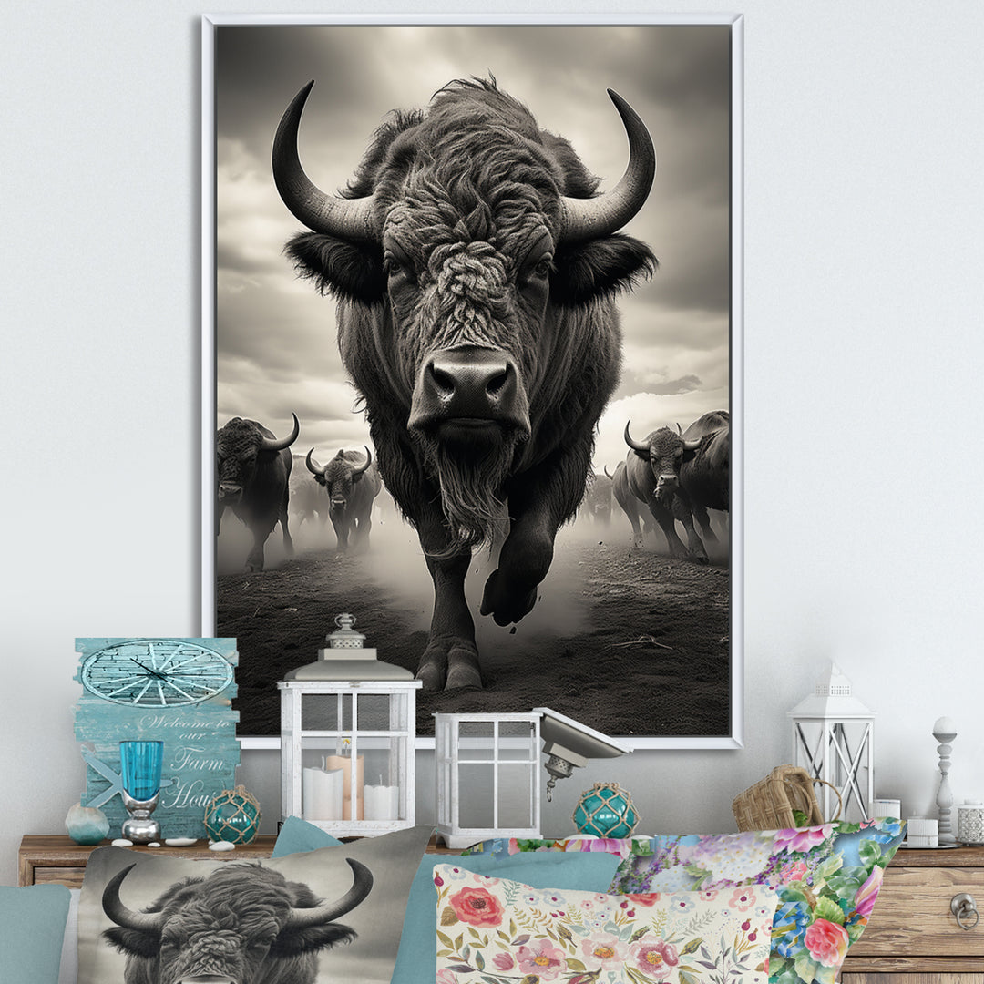 Grey Buffalo Grazing Giants - Buffalo Wall Decor