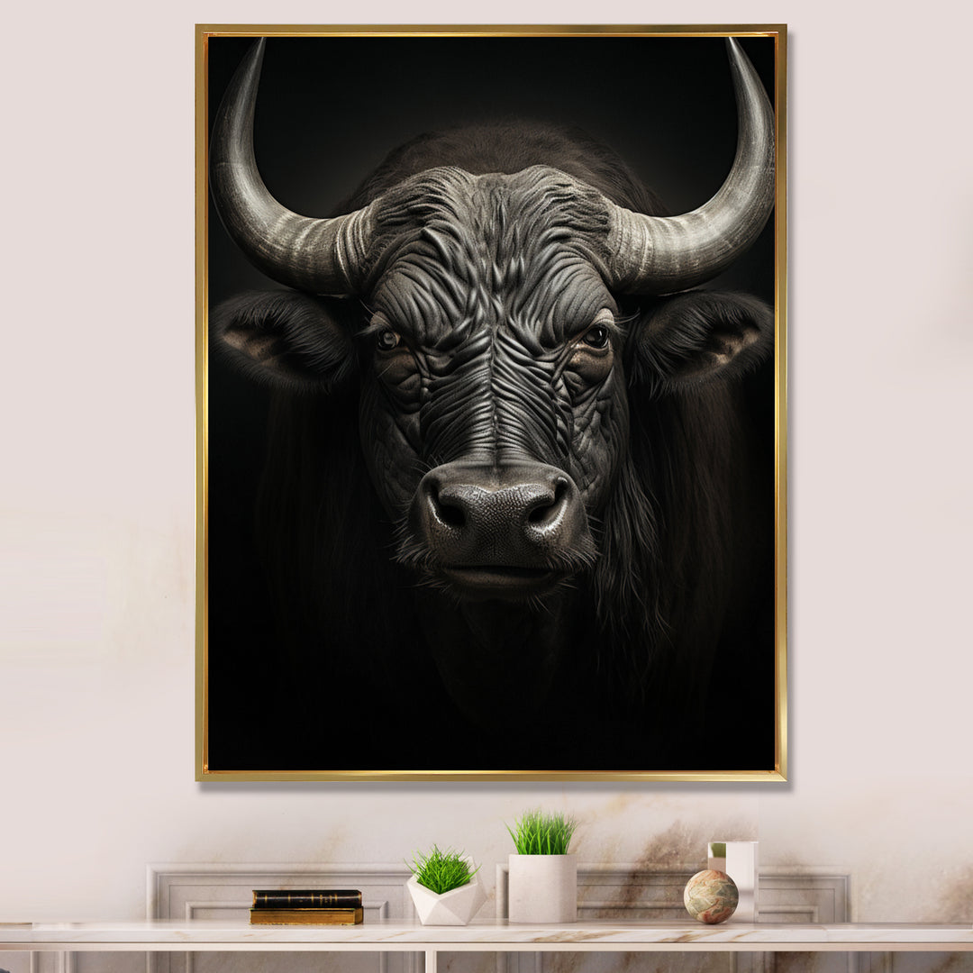 Grey Buffalo Majestic Horns - Buffalo Wall Art Prints