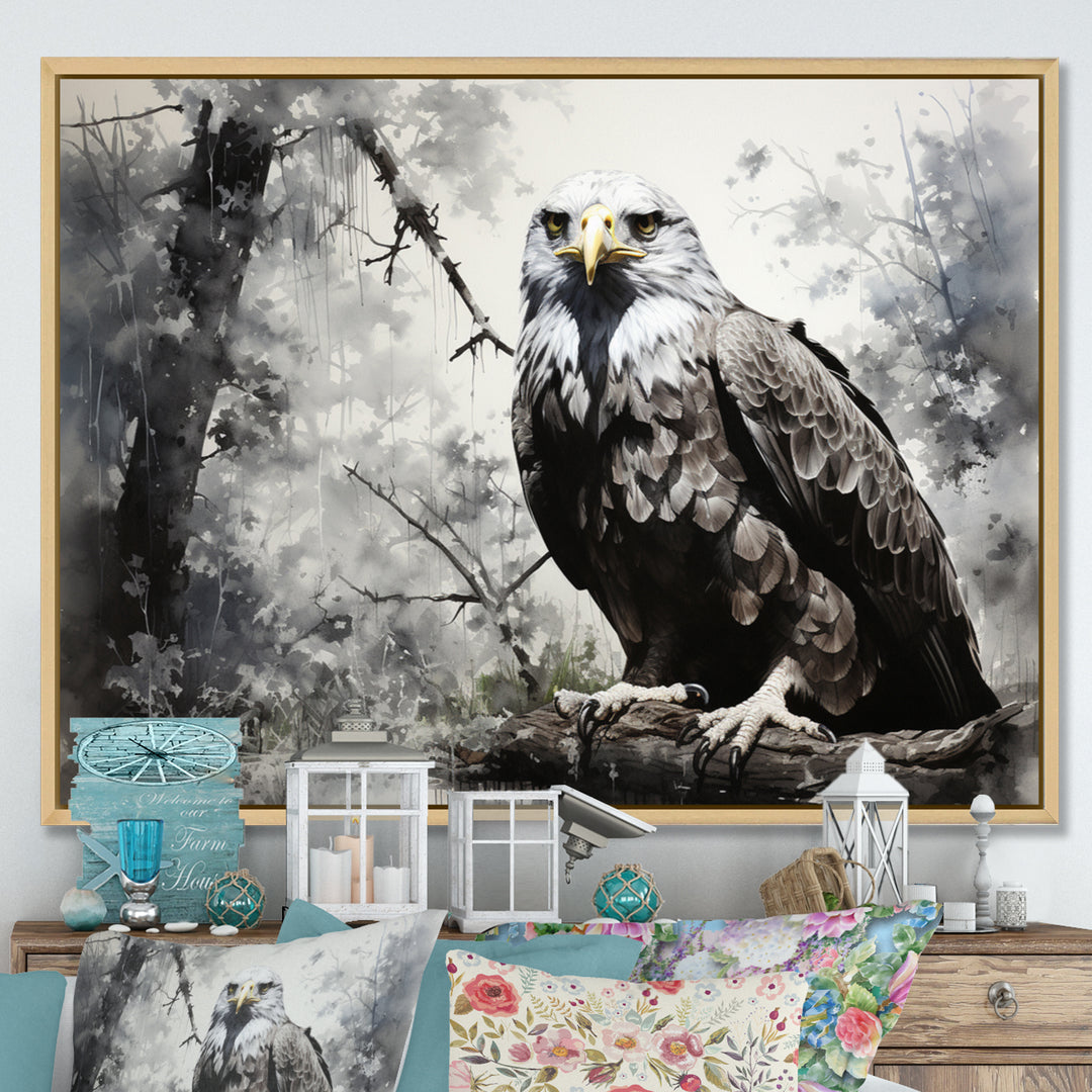 Grey Eagle Shadows Of Serenity - Eagle Framed Canvas Art