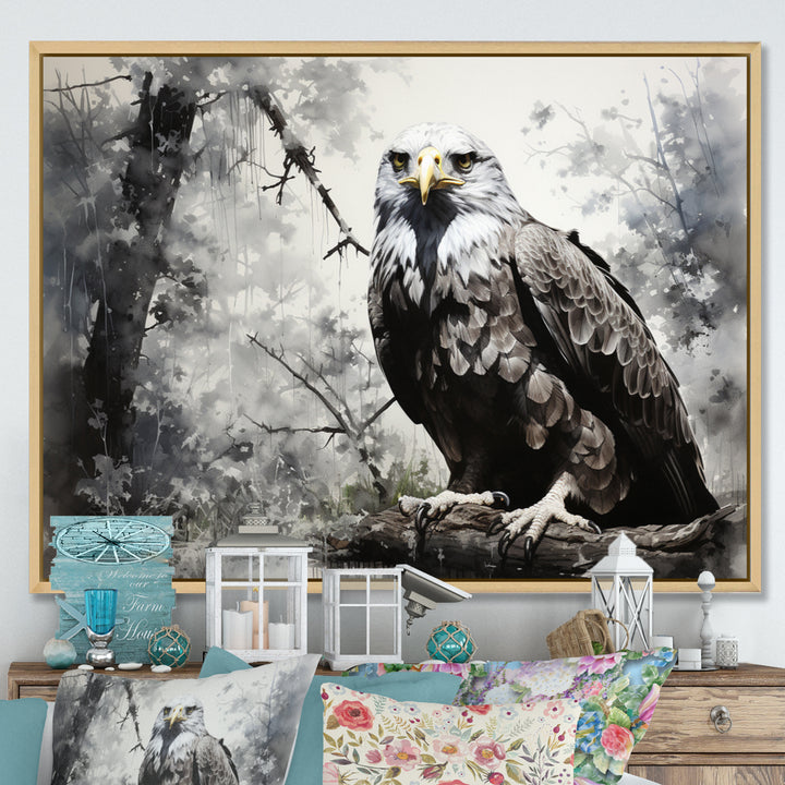 Grey Eagle Shadows Of Serenity - Eagle Framed Canvas Art