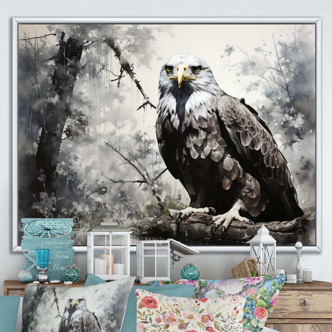 Grey Eagle Shadows Of Serenity - Eagle Framed Canvas Art