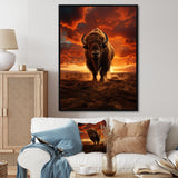 Orange Brown Buffalo Silhouette Serenade - Buffalo Home Decor Art