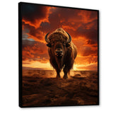 Orange Brown Buffalo Silhouette Serenade - Buffalo Home Decor Art