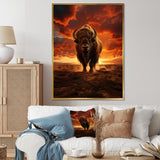 Orange Brown Buffalo Silhouette Serenade - Buffalo Home Decor Art