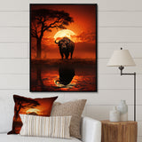 Red Black Buffalo Silhouette Serenade - Buffalo Bedroom Wall Art