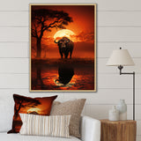 Red Black Buffalo Silhouette Serenade - Buffalo Bedroom Wall Art