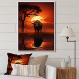 Red Black Buffalo Silhouette Serenade - Buffalo Bedroom Wall Art