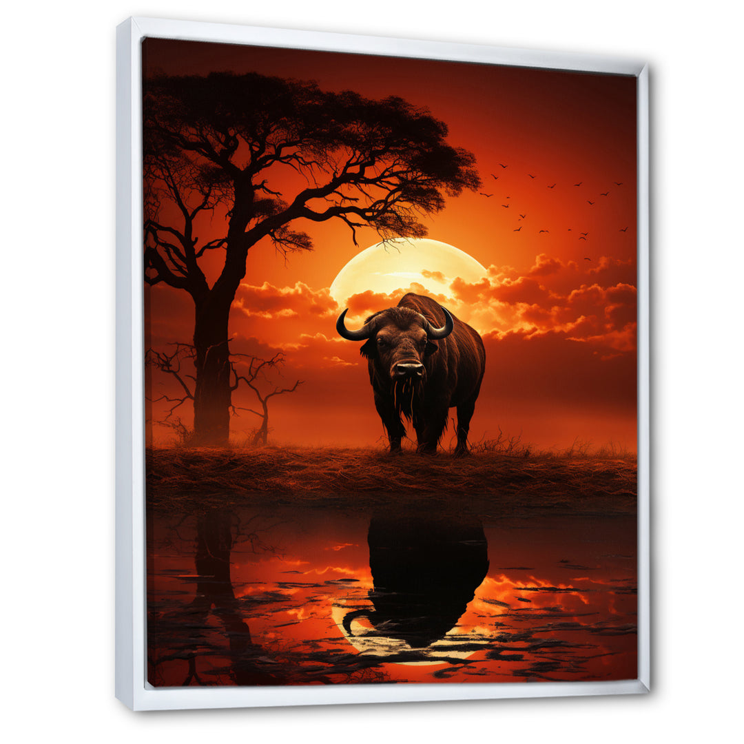 Red Black Buffalo Silhouette Serenade - Buffalo Bedroom Wall Art