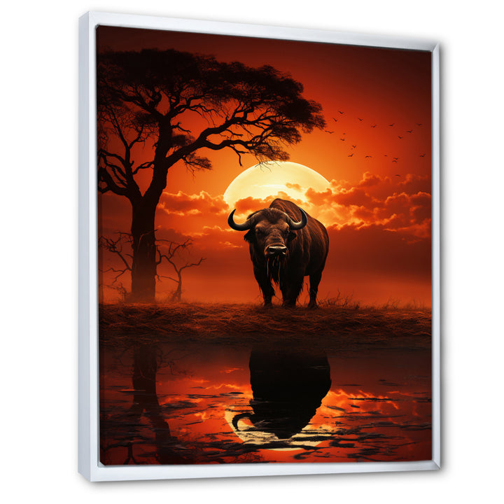 Red Black Buffalo Silhouette Serenade - Buffalo Bedroom Wall Art