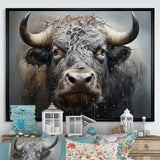 Brown Buffalo Whispering Whiskers Pointillism - Buffalo Canvas Wall Art
