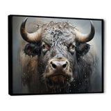 Brown Buffalo Whispering Whiskers Pointillism - Buffalo Canvas Wall Art