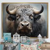 Brown Buffalo Whispering Whiskers Pointillism - Buffalo Canvas Wall Art