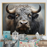 Brown Buffalo Whispering Whiskers Pointillism - Buffalo Canvas Wall Art