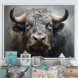 Brown Buffalo Whispering Whiskers Pointillism - Buffalo Canvas Wall Art