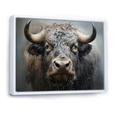 Brown Buffalo Whispering Whiskers Pointillism - Buffalo Canvas Wall Art