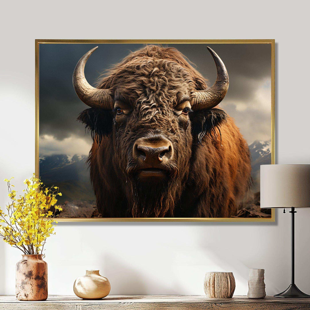 Buffalo Portrait - Animals Canvas Wall Art