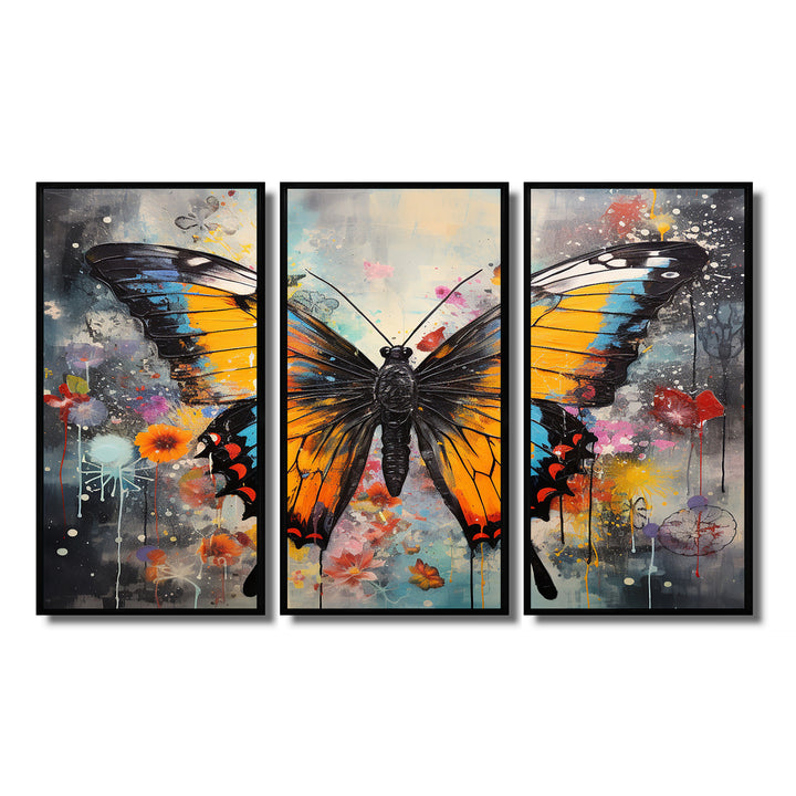 Orange Teal Butterfly Dancing Colors - Multi-Panels