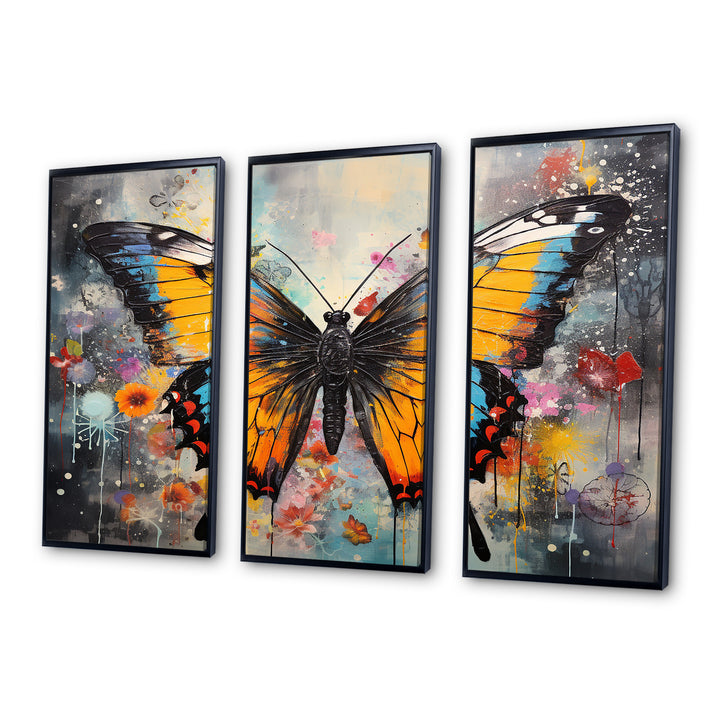 Orange Teal Butterfly Dancing Colors - Multi-Panels