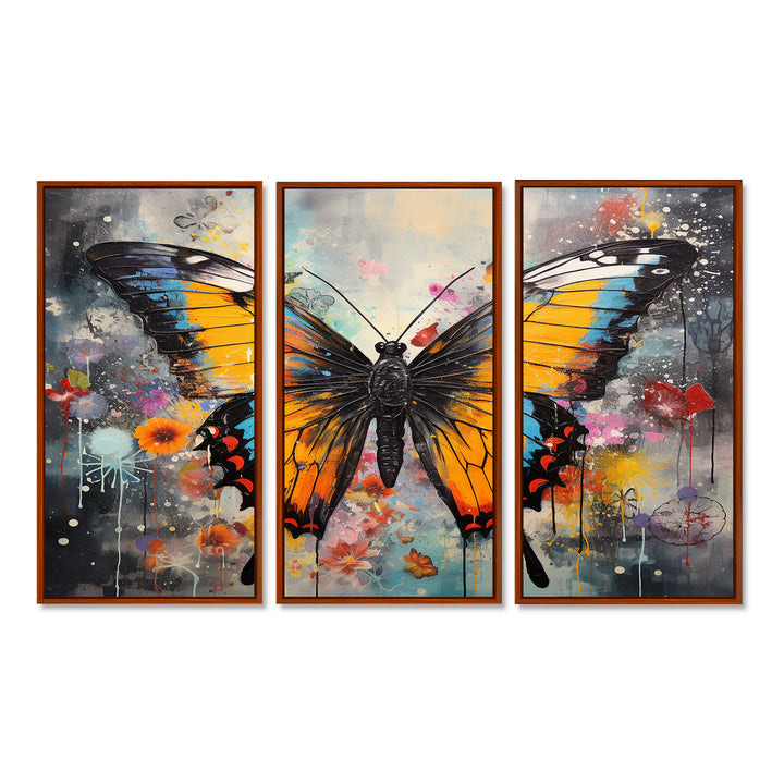 Orange Teal Butterfly Dancing Colors - Multi-Panels