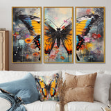 Orange Teal Butterfly Dancing Colors - Multi-Panels