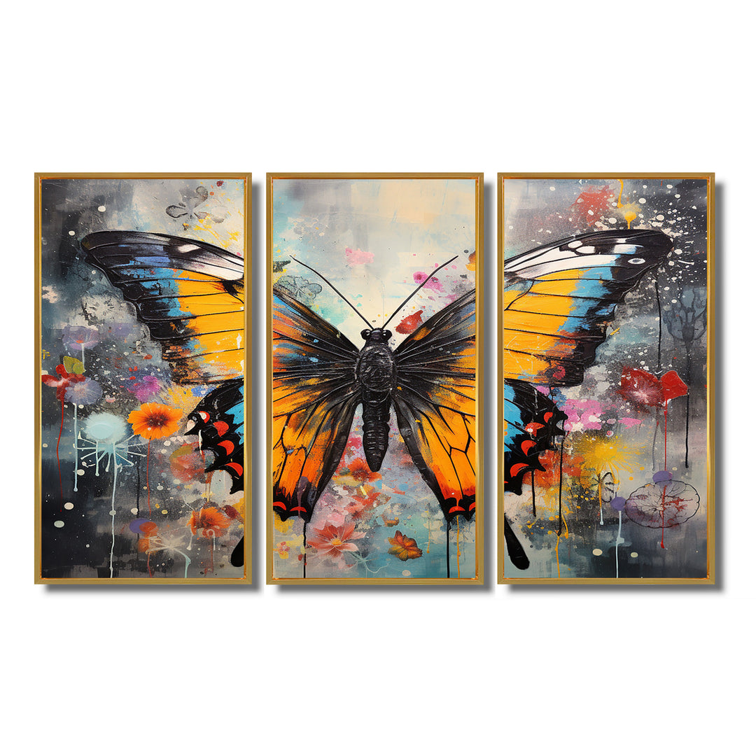Orange Teal Butterfly Dancing Colors - Multi-Panels