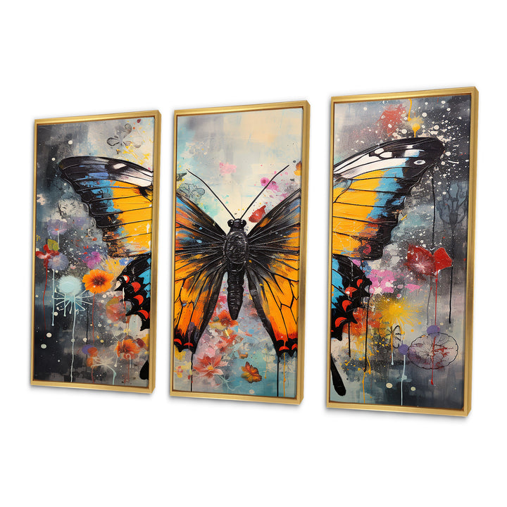 Orange Teal Butterfly Dancing Colors - Multi-Panels
