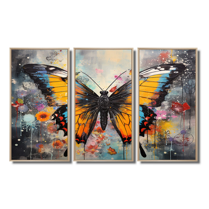 Orange Teal Butterfly Dancing Colors - Multi-Panels