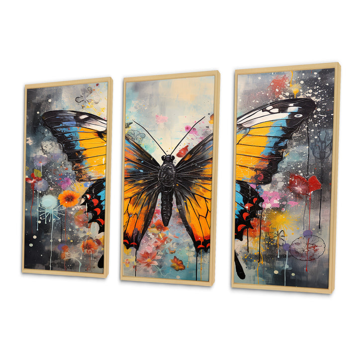 Orange Teal Butterfly Dancing Colors - Multi-Panels