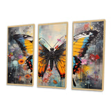 Orange Teal Butterfly Dancing Colors - Multi-Panels