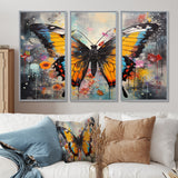 Orange Teal Butterfly Dancing Colors - Multi-Panels