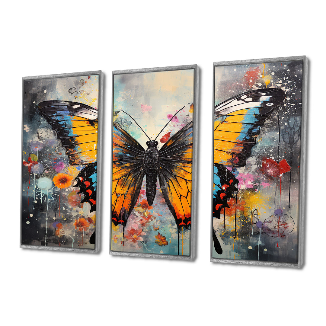 Orange Teal Butterfly Dancing Colors - Multi-Panels