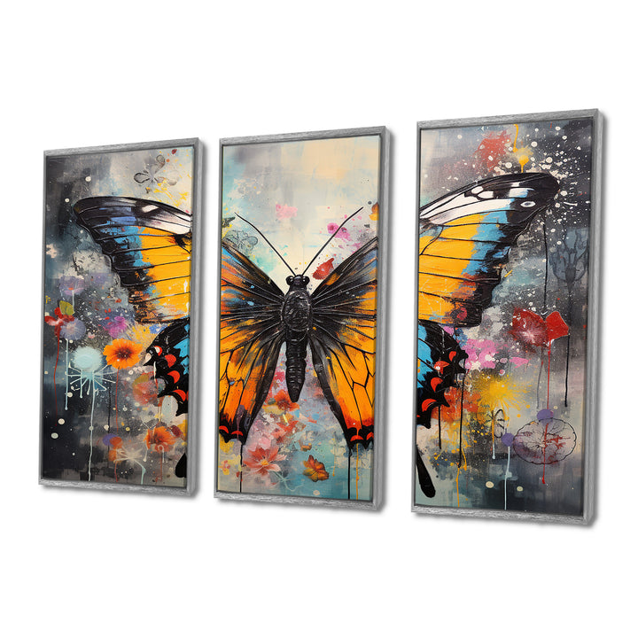 Orange Teal Butterfly Dancing Colors - Multi-Panels