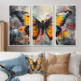 Orange Teal Butterfly Dancing Colors - Multi-Panels