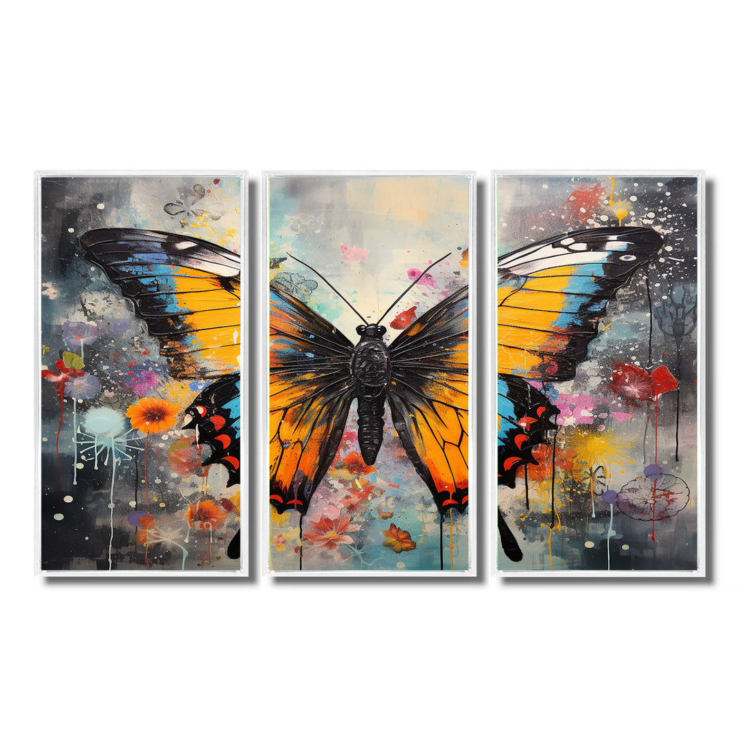 Orange Teal Butterfly Dancing Colors - Multi-Panels