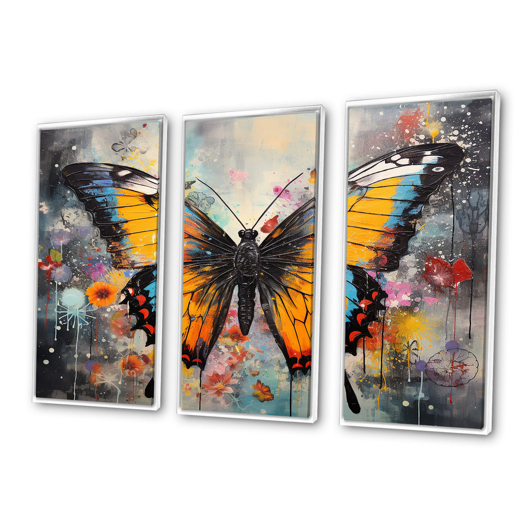 Orange Teal Butterfly Dancing Colors - Multi-Panels