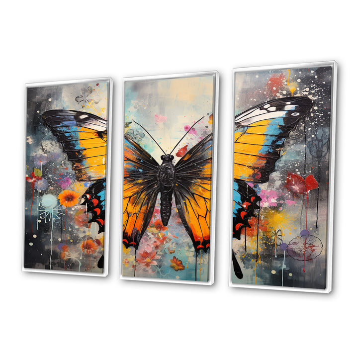 Orange Teal Butterfly Dancing Colors - Multi-Panels