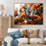 Coral Black Butterfly Fluttering Grace - Coral Butterfly Wall Art