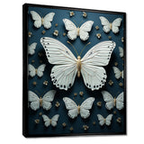 White Black Butterfly Fluttering Wings Butterflies - Butterfly Framed Canvas Art