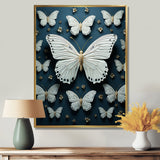 White Black Butterfly Fluttering Wings Butterflies - Butterfly Framed Canvas Art
