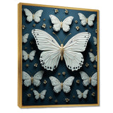 White Black Butterfly Fluttering Wings Butterflies - Butterfly Framed Canvas Art