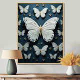 White Black Butterfly Fluttering Wings Butterflies - Butterfly Framed Canvas Art