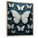White Black Butterfly Fluttering Wings Butterflies - Butterfly Framed Canvas Art