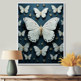 White Black Butterfly Fluttering Wings Butterflies - Butterfly Framed Canvas Art
