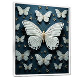 White Black Butterfly Fluttering Wings Butterflies - Butterfly Framed Canvas Art