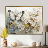 Beige Butterfly Glimpse Of Serendipity - Animals Canvas Wall Art