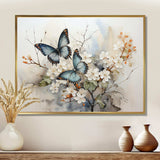 Blue White Butterfly Glimpse Of Serendipity - Animals Canvas Wall Art